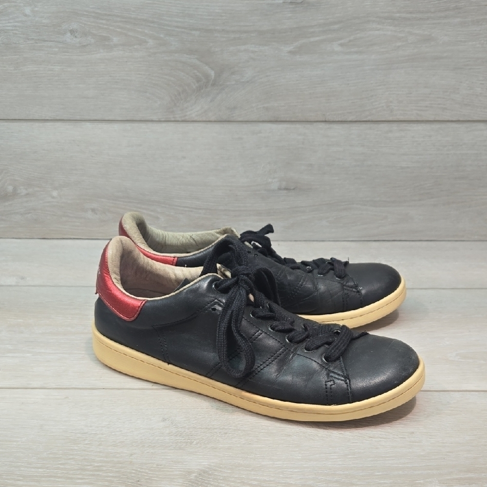 Isabel Marant Women Leather Black& Red Sneakers Shoes Sz 38/8